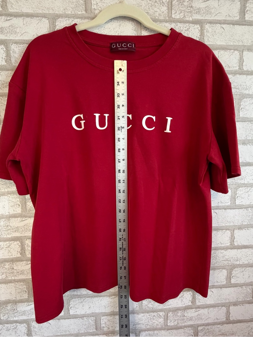 Gucci Red Logo T-Shirt Women’s Large Short Sleeve Designer Luxury Tee Top Casual - Picture 6 of 8
